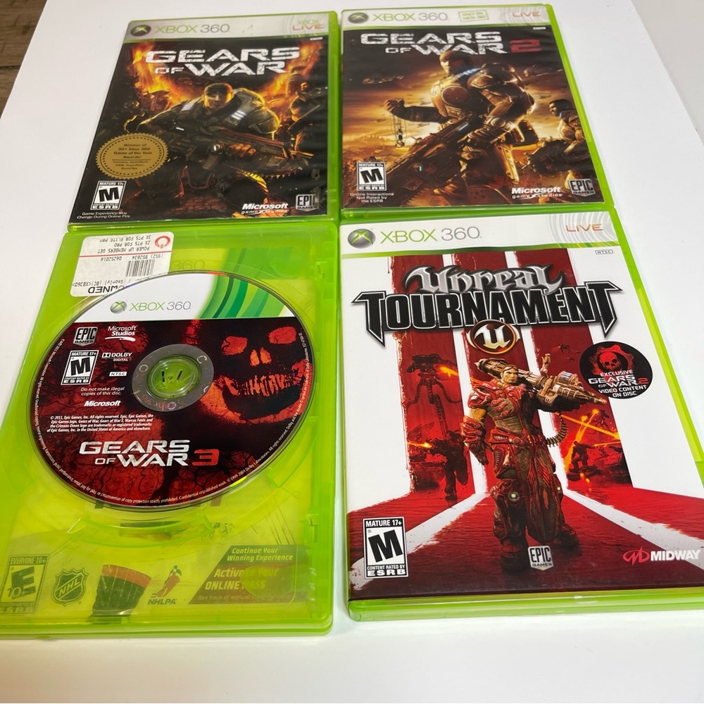 Xbox360 Gears of War 1-3, Unreal Tournament Battle Field 2,3 COD 2, Ghost Recon